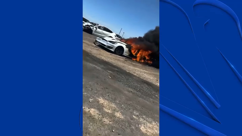 Tesla Catches Fire at Wrecking Yard in Sacramento - NBC Bay Area