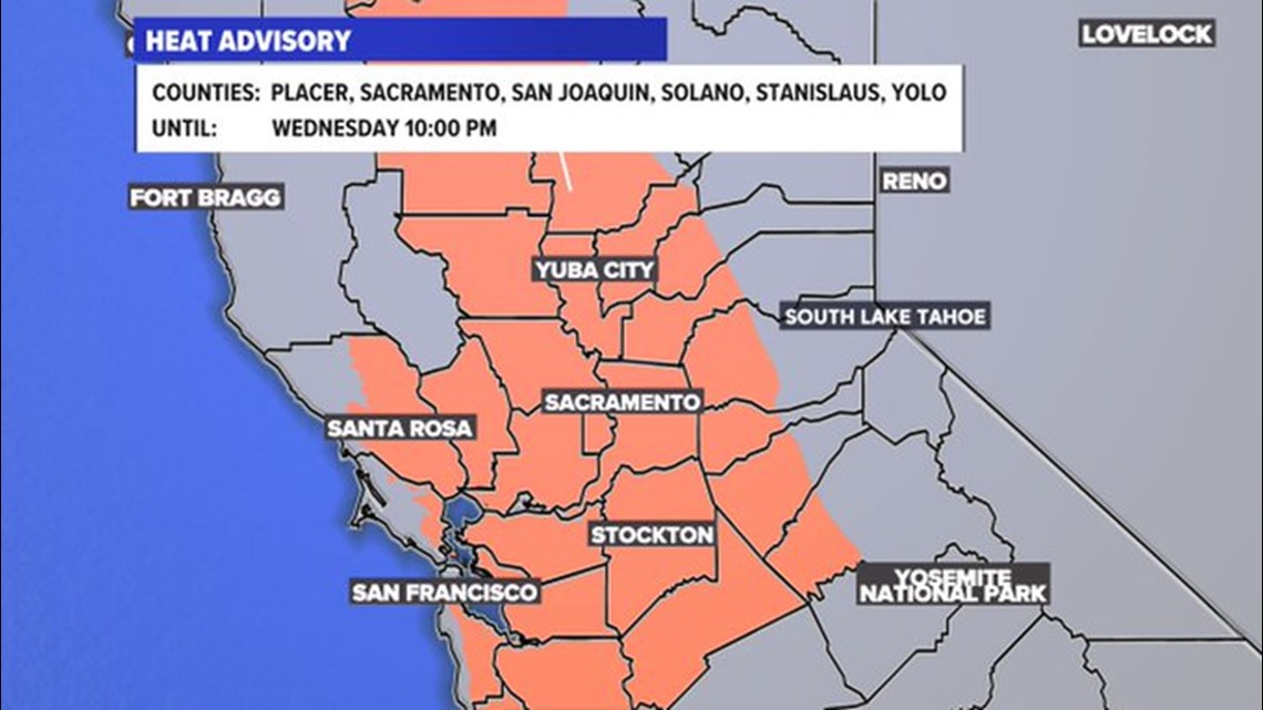 Heat Advisory in effect Tuesday and Wednesday in Sacramento