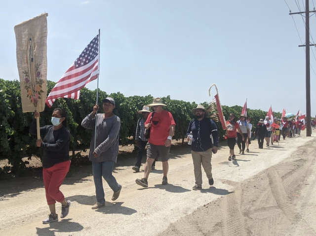 Farmworkers march coming through Turlock