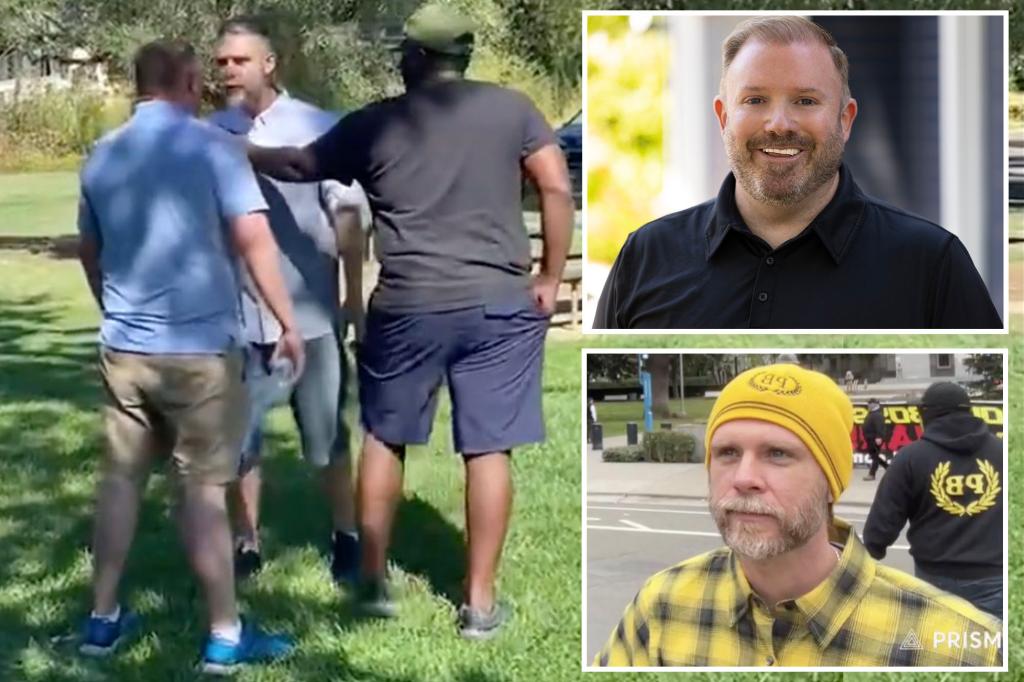 Proud Boy running for Sacramento-area school board confronts candidate