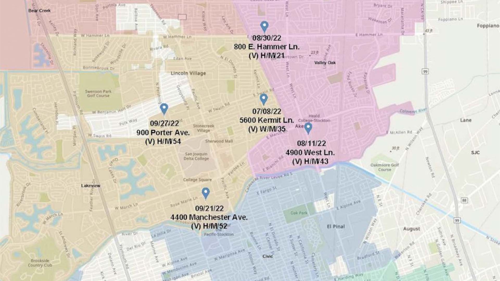 Stockton, California police search for apparent serial killer tied to 5 murders, victims identified