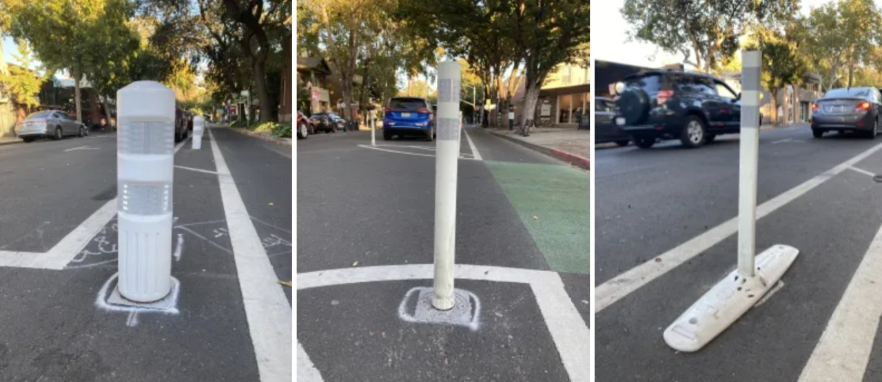Sacramento launches survey to choose new posts for parking protected bikeways