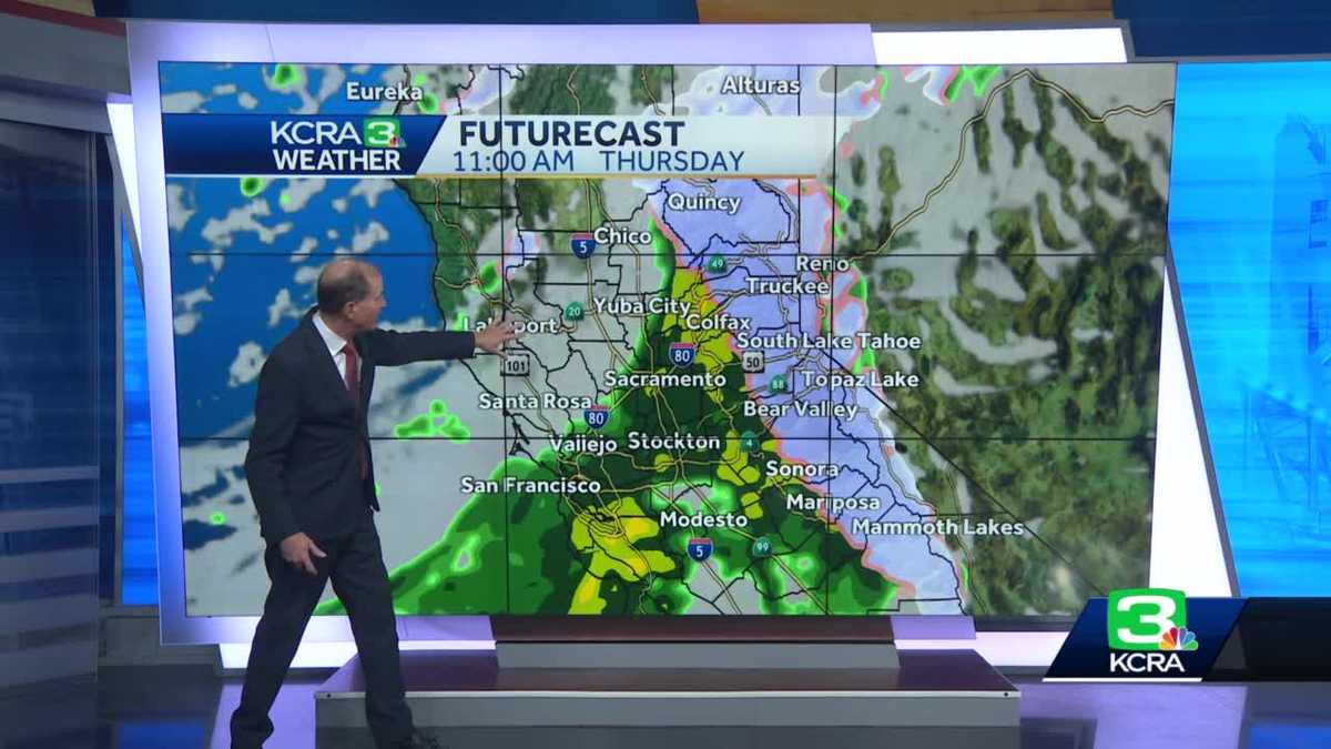 Sacramento rain forecast and Sierra snow forecast for Thursday
