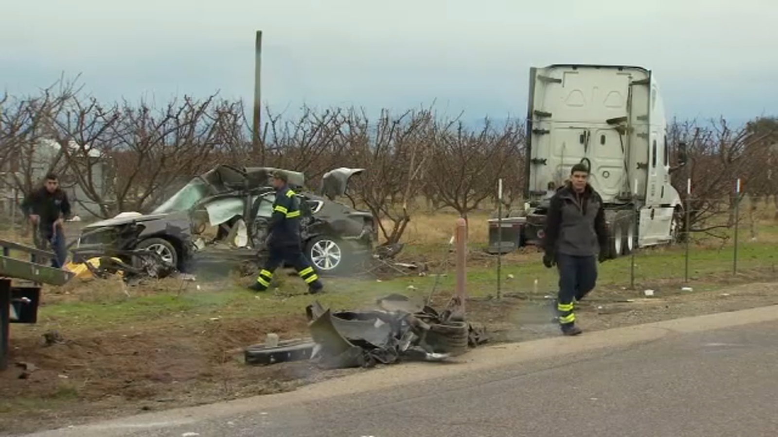 Two the following collision with freight truck in Fresno County, CHP says