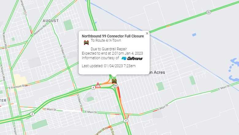 Highway 99 connector ramp to State Route 4 in Stockton closed for emergency repairs