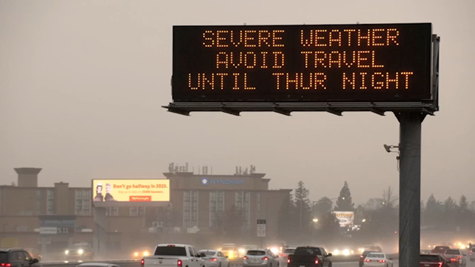 Drivers urged to stay off roads as strong storm hits California