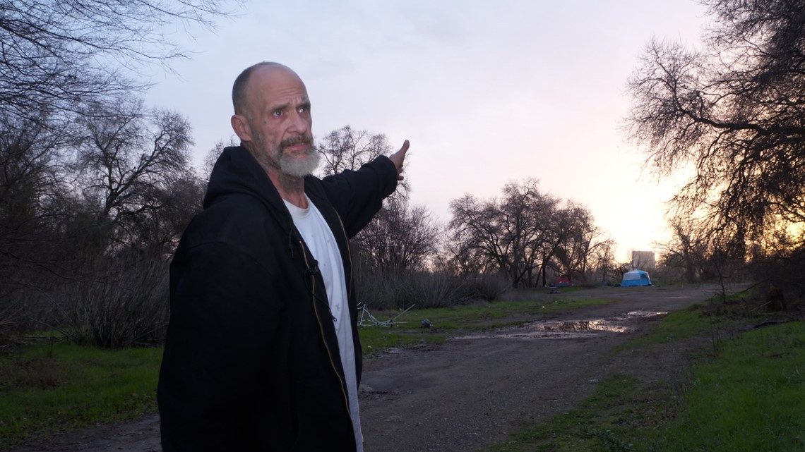 Sacramento homeless contend with stormy weather along river