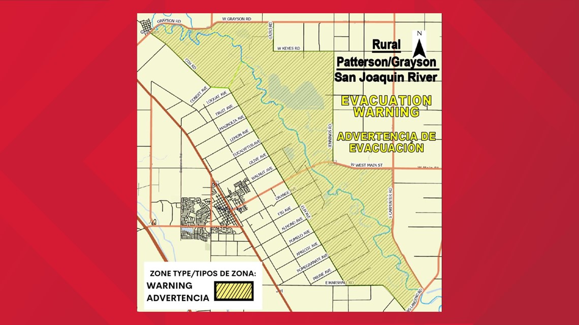 Evacuation warning issued for rural part of Stanislaus County